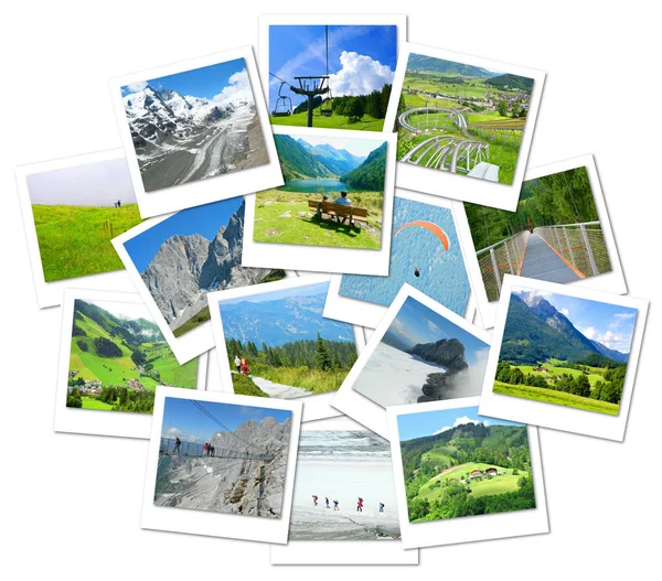 Tourism collage - Hiking, adventure and recreation in the Alps Mountains