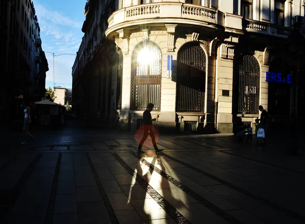 Pôr Sol Verão Sobre Knez Mihailova Street Prince Michael Street — Fotografia de Stock