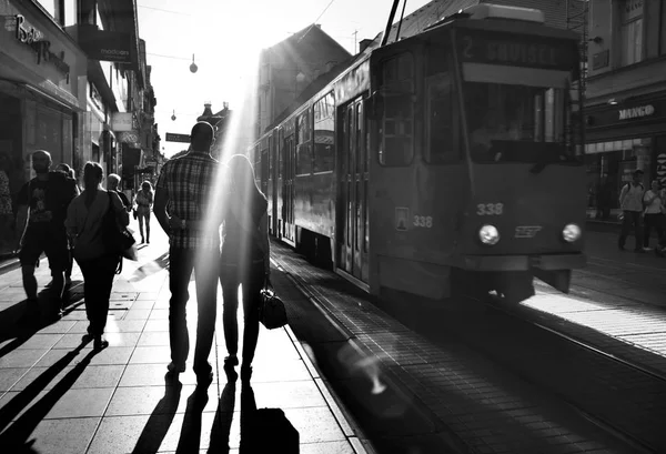 Sommar Solnedgång Över Knez Mihailova Street Eller Prince Michael Street — Stockfoto