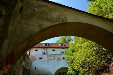 Brasov, Romanya-Mayıs 2018. Duvarlardan sonra, Brasov eski kent Ortaçağ kalıntıları, Romanya.