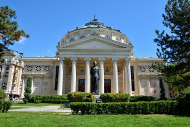 Bükreş, Romanya-22 Nisan 2018. Romen Atheneum, Bükreş turist cazibe, Romanya ülke başkenti.