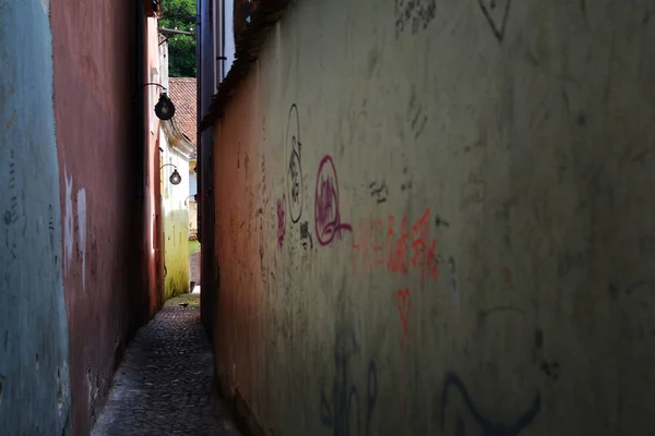 Brasov Rumania Mayo 2018 Calle Cuerda Ambiente Único Calle Estrecha —  Fotos de Stock