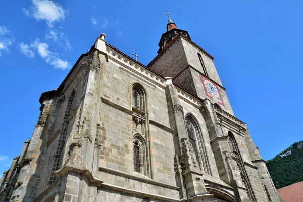 Zwarte Kerk Exterieur Oude Stad Van Brasov Roemenië — Stockfoto