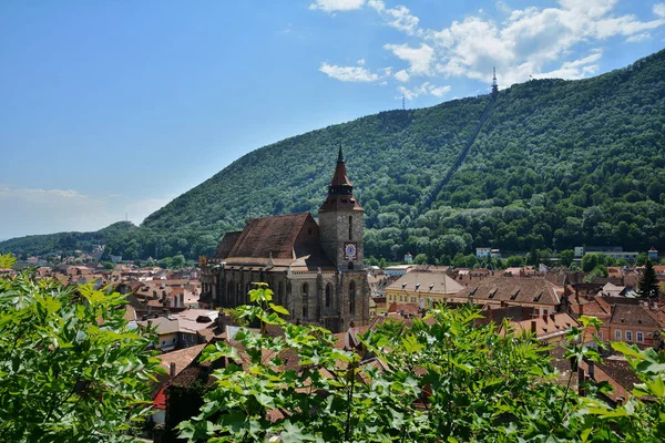Black Church Seen Walls Alley Medieval Vestiges Old Town Brasov — Stock Photo, Image