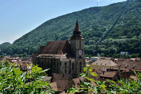 Black Church Seen Walls Alley Medieval Vestiges Old Town Brasov — Stock Photo, Image