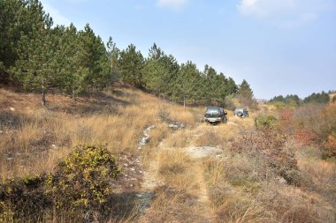 Targusor, Dobrogea, Romanya - 21 Ekim 2018. Dobrogea arazi Rekreasyon ve off road gezisi , Romanya