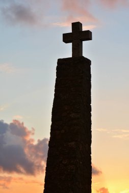 Cabo da Roca, Lizbon Portekiz, anakara Europe en batıdaki nokta yakınındaki üzerinden günbatımı 