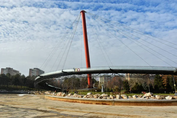 Подвесный Мост Парке Друмул Таберей Известном Парк Могиорос Бухаресте Румыния — стоковое фото