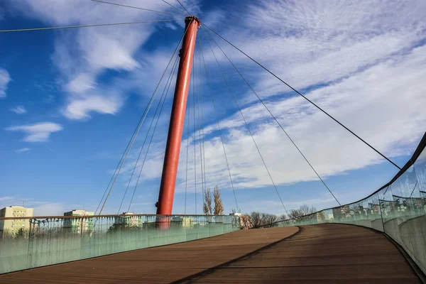 Suspension Bridge Drumul Taberei Park Also Known Moghioros Park Bucharest — Stock Photo, Image