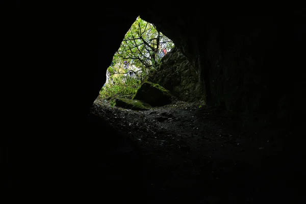 Entrada Caverna Dos Morcegos Também Chamada Boca Dobrogea Aldeia Gura — Fotografia de Stock