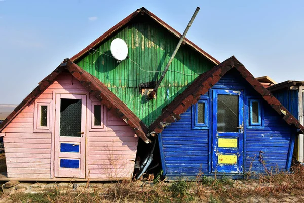 Targusor Dobrogea Rumänien Oktober 2018 Farbenfrohe Holzhäuser Auf Dem Bauernhof — Stockfoto