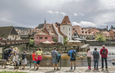 Cesky Krumlov, Çek Cumhuriyeti - 21 Ağustos 2016.Cesky Krumlov , Bohemya, Çek Cumhuriyeti'nde inanılmaz eşsiz ortaçağ kasabası. Vltava nehrinde rafting.