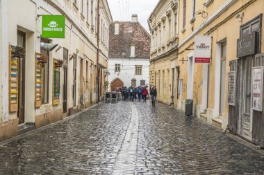Cluj, Transilvanya, Romanya - 22 Ekim 2016. Cluj Eski Şehir Inocentiu Micu Klein Street, Romanya  