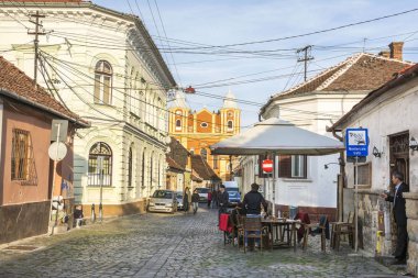 Cluj, Transilvanya, Romanya - 22 Ekim 2016. Cluj Eski Şehir Inocentiu Micu Klein Street, Romanya  
