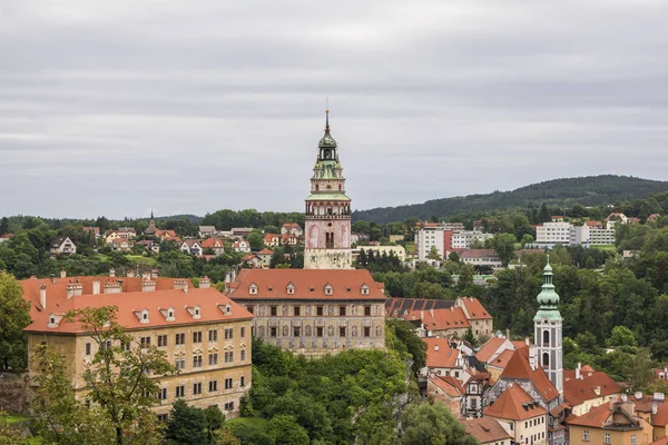 Mittelalterliche Stadt Cesky Krumlov Tschechische Republik Luftbild — Stockfoto