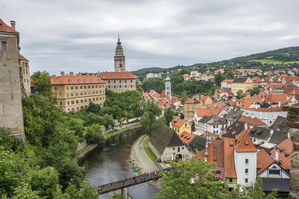 Mittelalterliche Stadt Cesky Krumlov Tschechische Republik Luftbild — Stockfoto