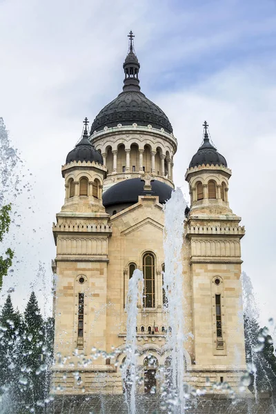 Catedral Ortodoxa Fuente Agua Cluj Napoca Avram Iancu Square Transilvania — Foto de Stock