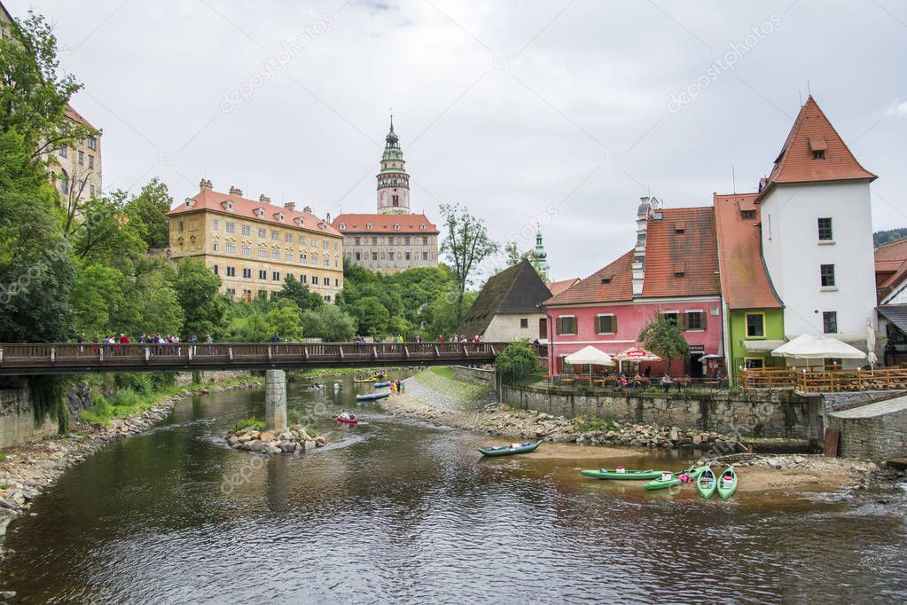 CESKY KRUMLOV, CZECH REPUBLIC - AUGUST 21, 2016.Cesky Krumlov , amazing unique medieval town in Bohemia, Czech Republic