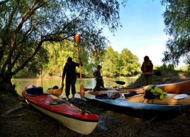 Mila 23, Tulcea County, Romanya - 28 Nisan 2017. Eşsiz bir Avrupa habitat kayık ile insanların Grubu , Tuna Deltası doğa rezervi , Romanya