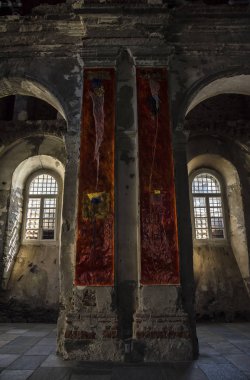 Fenestrelle, Torino, İtalya - 22 Temmuz 2017. Fenestrelle Fort'un içinde Avrupa'nın en büyük alp tahkimatı. Eski kilise. 