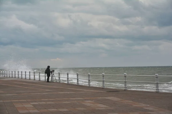 Constanta Roemenië December 2014 Mooie Winterdag Aan Waterkant Aan Zwarte — Stockfoto