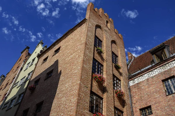 Schöne Aussicht Auf Die Hauptstadt Danzig Polen Mit Kunstvollen Häusern — Stockfoto