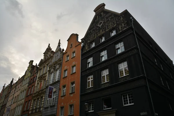 Traditionele Gebouwen Architectuur Aan Oever Van Motlawa Rivier Gdansk Polen — Stockfoto