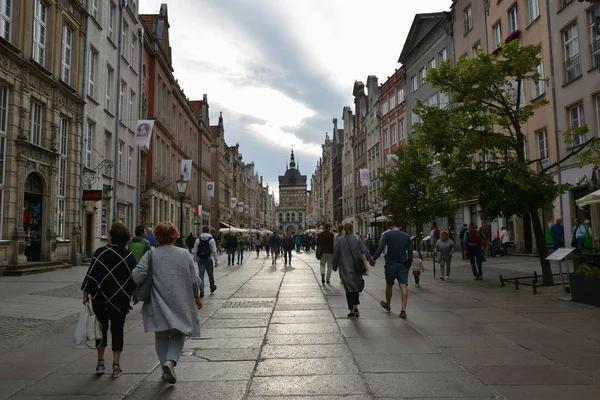 Gdansk Polónia Julho 2018 Verão Noite Rua Duga Uma Das — Fotografia de Stock