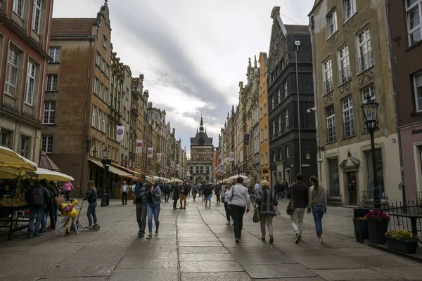 Gdansk Polónia Julho 2018 Verão Noite Rua Duga Uma Das — Fotografia de Stock