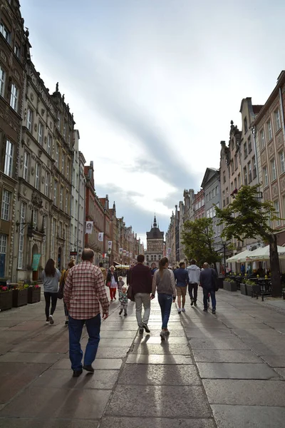 Gdansk Polónia Julho 2018 Verão Noite Rua Duga Uma Das — Fotografia de Stock