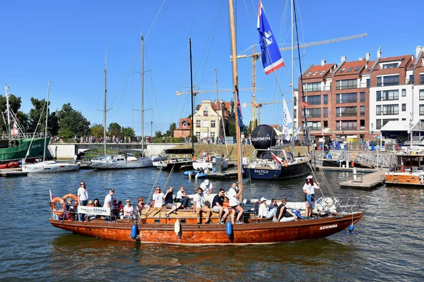 Gdansk Polónia Julho 2018 Sailing Ships Parade Motlawa River Durante — Fotografia de Stock