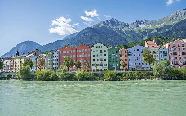 Innsbruck Tirol Avusturya Nın Başkenti Önünde Inn Nehri Arkasında Alpler — Stok fotoğraf