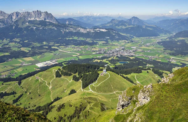 Summit Panoramic View Kitzbuhel Peak Tirol Alpen Mountains — Stockfoto