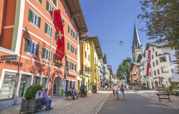 Kitzbuhel Tirol Oostenrijk Augustus 2016 Zomeravond Straten Van Het Historische — Stockfoto