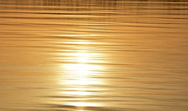 Doğa soyut arka plan. Su yüzeyinde gün doğumu yansıması.