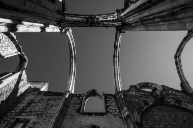 Lizbon ,Portekiz - 30 Ekim 2018. Carmo Kilisesi kalıntıları, Lizbon, Portekiz inanılmaz turistler cazibe. 