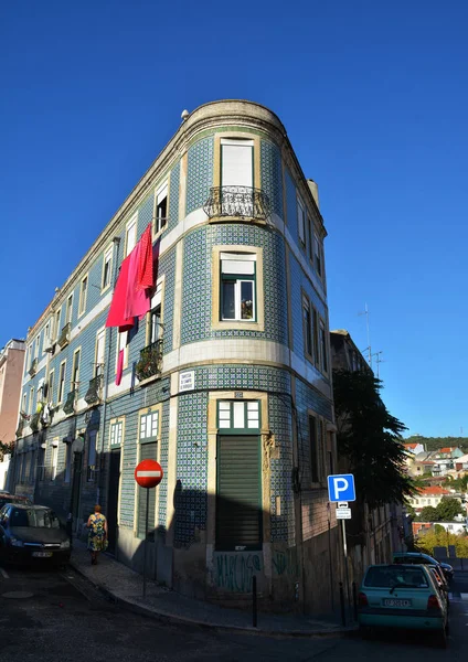 Lissabon Portugal Oktober 2017 Typische Straat Oude Stad Van Lissabon — Stockfoto