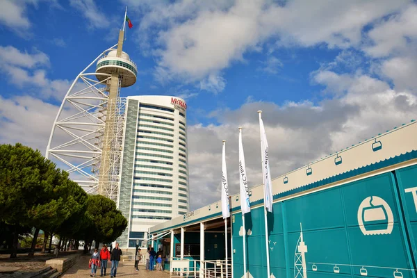 Лисбон Полигалия Ноября 2017 Года Vasco Gama Tower White Structure — стоковое фото