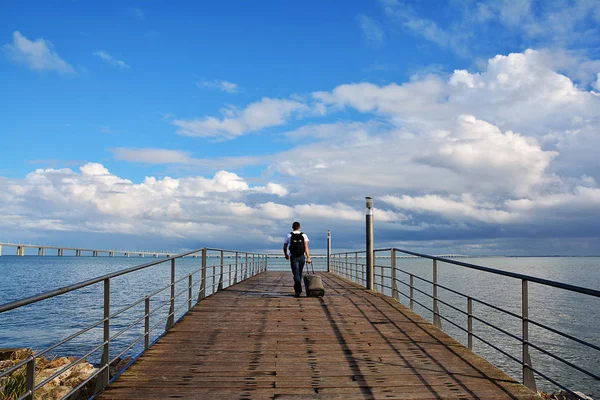 Lisbon Portugal November 2017 Wandelweg Vasco Gama Brug Taag Gezien — Stockfoto