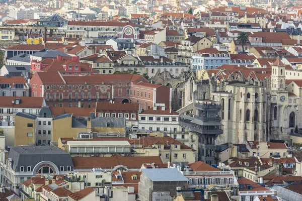 Lisboa Desde Arriba Vista Del Barrio Baixa Desde Castelo Sao — Foto de Stock