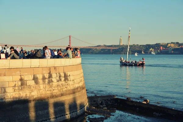 Lisboa Portugal Outubro 2017 Recreação Turística Torre Belém Famosa Atração — Fotografia de Stock