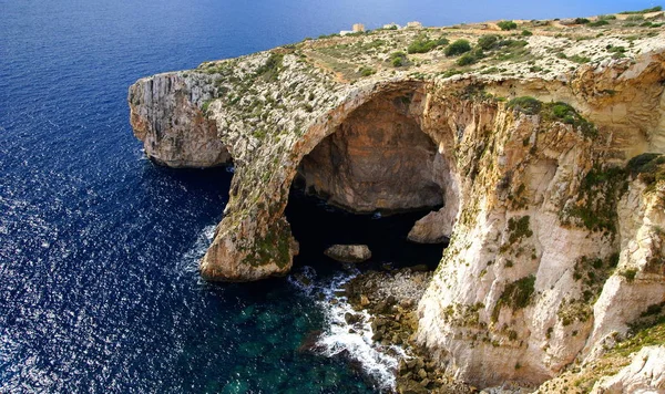 Wyspa Malta Europa Listopada 2014 Blue Grotto Kilka Jaskiń Morskich — Zdjęcie stockowe