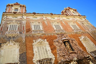 Valencia, İspanya - 6 Kasım 2016.Alabaster cephe Virgen del Rosario Palacio del Marques de Dos Aguas olarak bilinen Ulusal Seramik ve Dekoratif Sanatlar Müzesi, Valencia