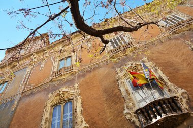 Valencia, İspanya - 6 Kasım 2016.Alabaster cephe Virgen del Rosario Palacio del Marques de Dos Aguas olarak bilinen Ulusal Seramik ve Dekoratif Sanatlar Müzesi, Valencia