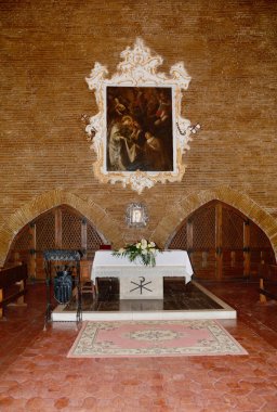 El Puig, Valencia, İspanya - 10 Kasım 2016. El Puig 'li Aziz Mary Manastırı' nda, Ulusal Sanat Anıtı, yıllar boyunca tapınak, hapishane ve okul olarak hizmet vermiştir.. 