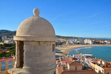 Kat Peniscola Kalesi, Costa del Azahar, Castellon Eyaleti, Valensiya topluluk. Peniscola İspanya popüler bir turistik yer.