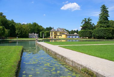 SALZBURG,AUSTRIA - JULY 16, 2014. Hellbrunn Pallace and his gardens.Hellbrunn Palace,an early early Baroque villa,built in 1613, used as a day residence in summer. 