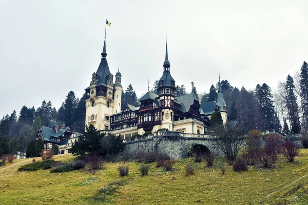 Zamek Peles Położony Karpatach Synaj Rumunia — Zdjęcie stockowe