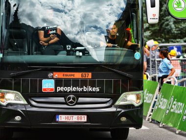 Briancon, Fransa - 19 Temmuz, tanıtım karavan sahne 18 Briancon, de 2017.The gözlük yönlendirmek Briancon - Izoard, Tour de France 2017. 