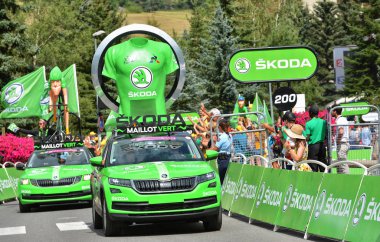 Briancon, Fransa - 19 Temmuz, tanıtım karavan sahne 18 Briancon, de 2017.The gözlük yönlendirmek Briancon - Izoard, Tour de France 2017. 